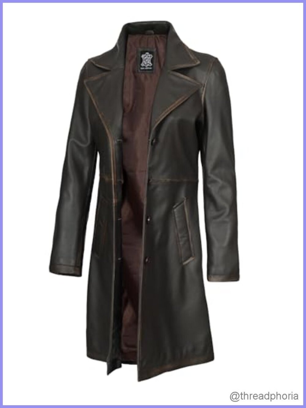 Lambskin Leather Long Jacket Trench Coat Button Closure Pockets